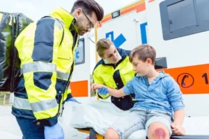 Child in a car accident gets a minor injury