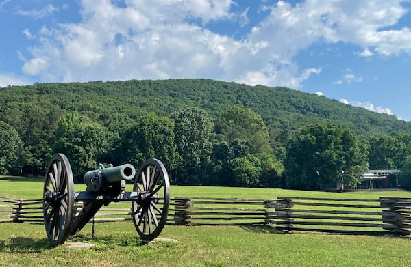 cannon with Kennesaw Mountain in background, Georgia