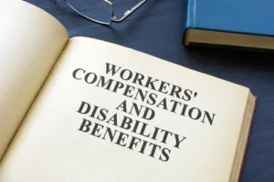 Workers' compensation and disability benefits folder, representing legal claims for injured workers seeking financial support due to permanent disability and impairment.