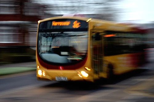 Bus in motion representing bus accident lawyers